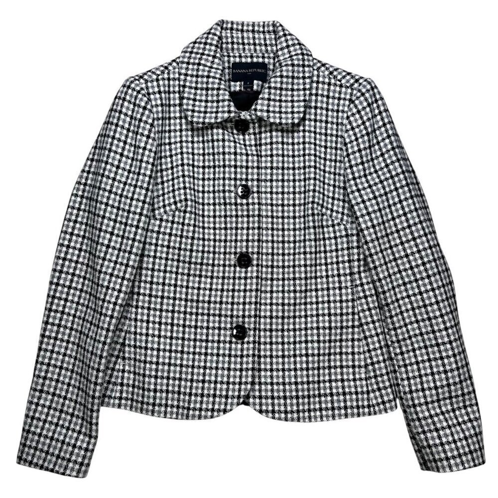 Banana Republic 2 Women Plaid Wool Coat Academia Work